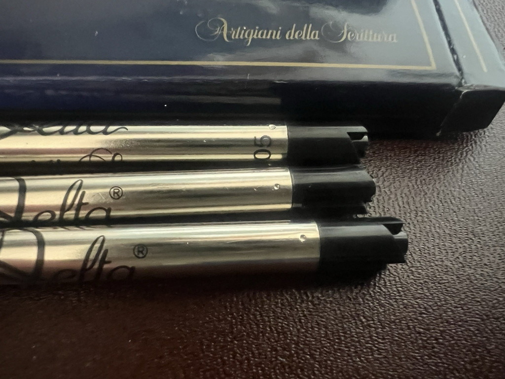 🔴 DELTA refill penna sfera inchiostro NERO 805 3 PEZZI ricarica ricambio