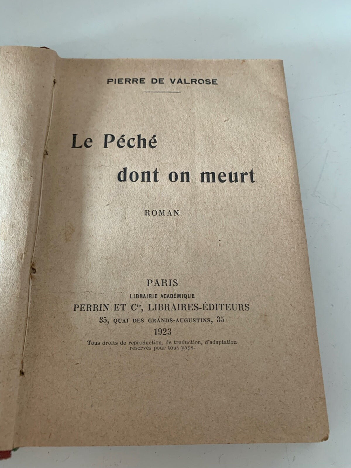 🔴 Book LE PECHE' DONT ON MEURT De Valrose Paris 1923 
