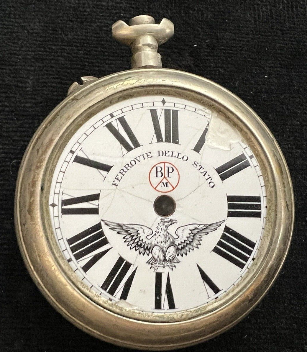 🔴 ROSSKOPF quadrante orologio tasca FERROVIE STATO da revisionare parti vintage