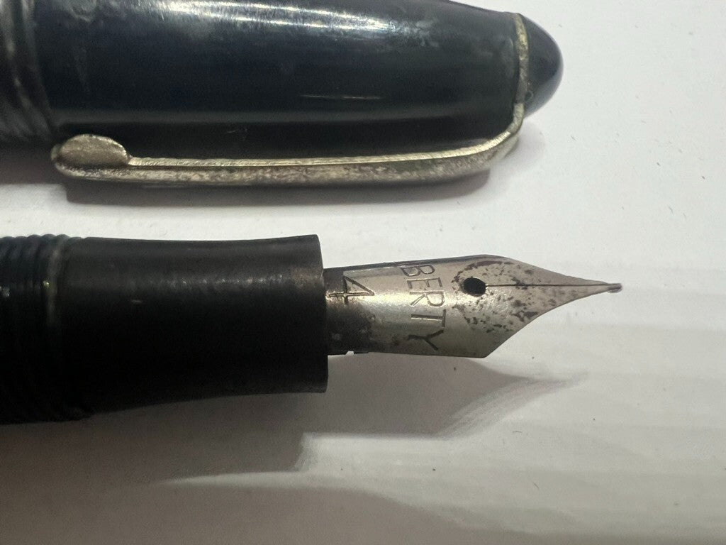 Liberty Pen Fountain Pen Black With Power Button Bottom Marking Vintage 1950