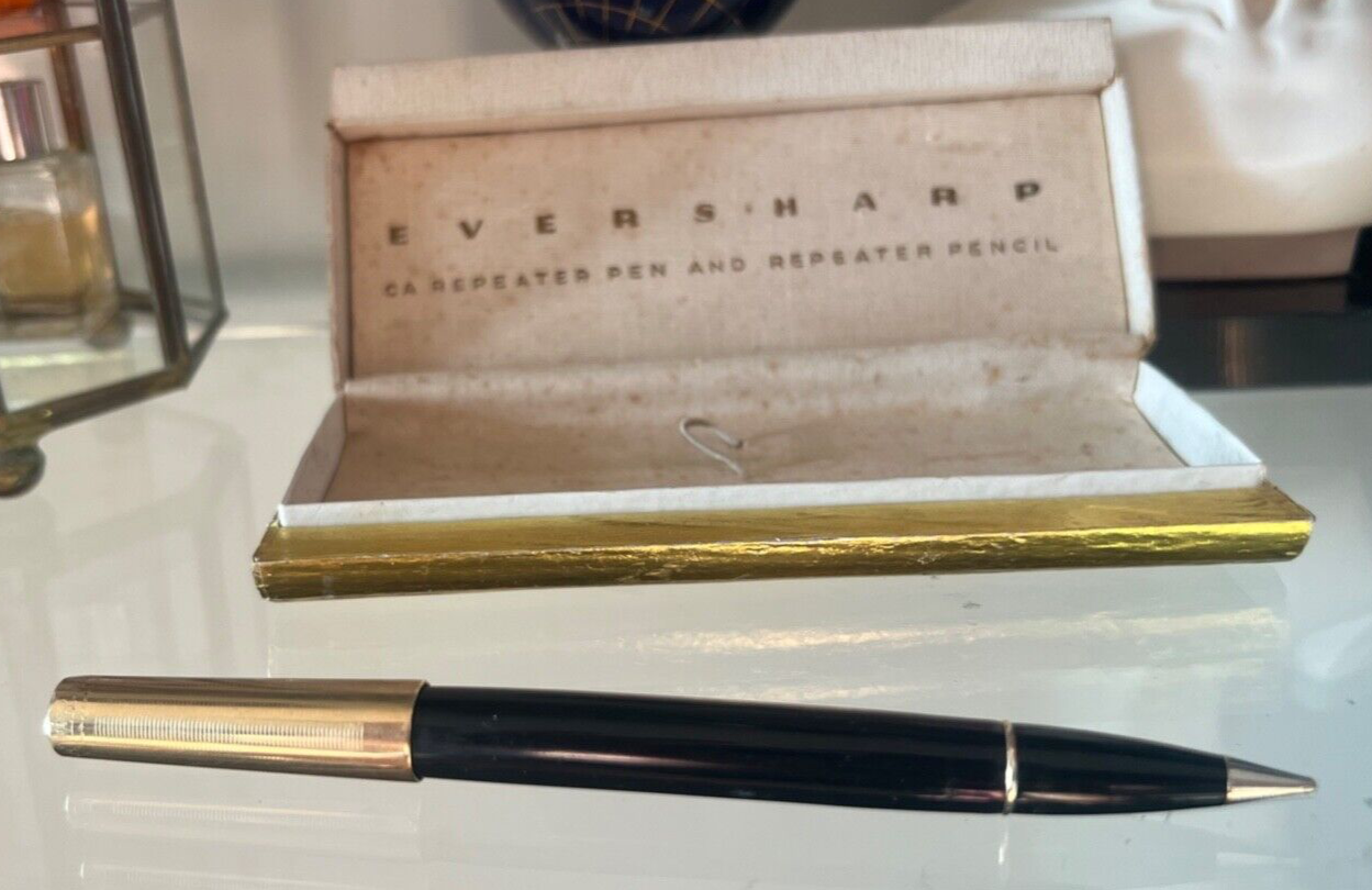 🔴 EVERSHARP penna sfera cappuccio laminato oro con scatola RARA VINTAGE