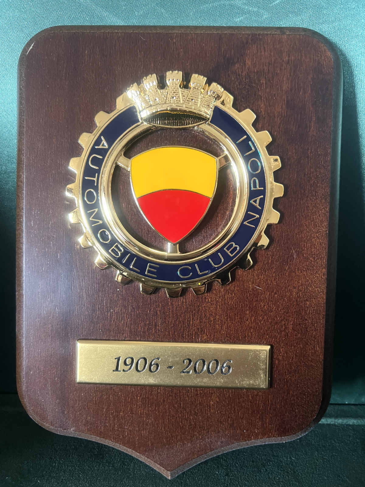🔴 AUTOMOBIL CLUB NAPOLI Auto-Motorrad-Metallplakette und Emaille-Wappen 1906–2006 