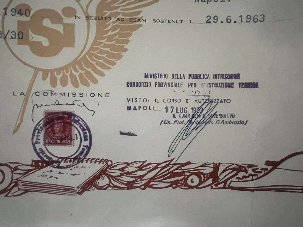 Diplôme Stenodattilografia Isi Institut Stenografico Intersistematico 1963
