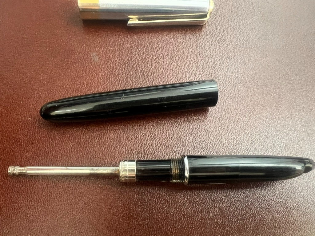 Stylo-Plume Stylo à Plume Noire Piston Aerodinamico Or Écrit Vintage C 