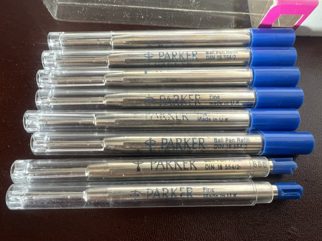 Parker Recharge Stylo-Plume Standard Bleu F Lot 8 Pièces Ballpen Recharge