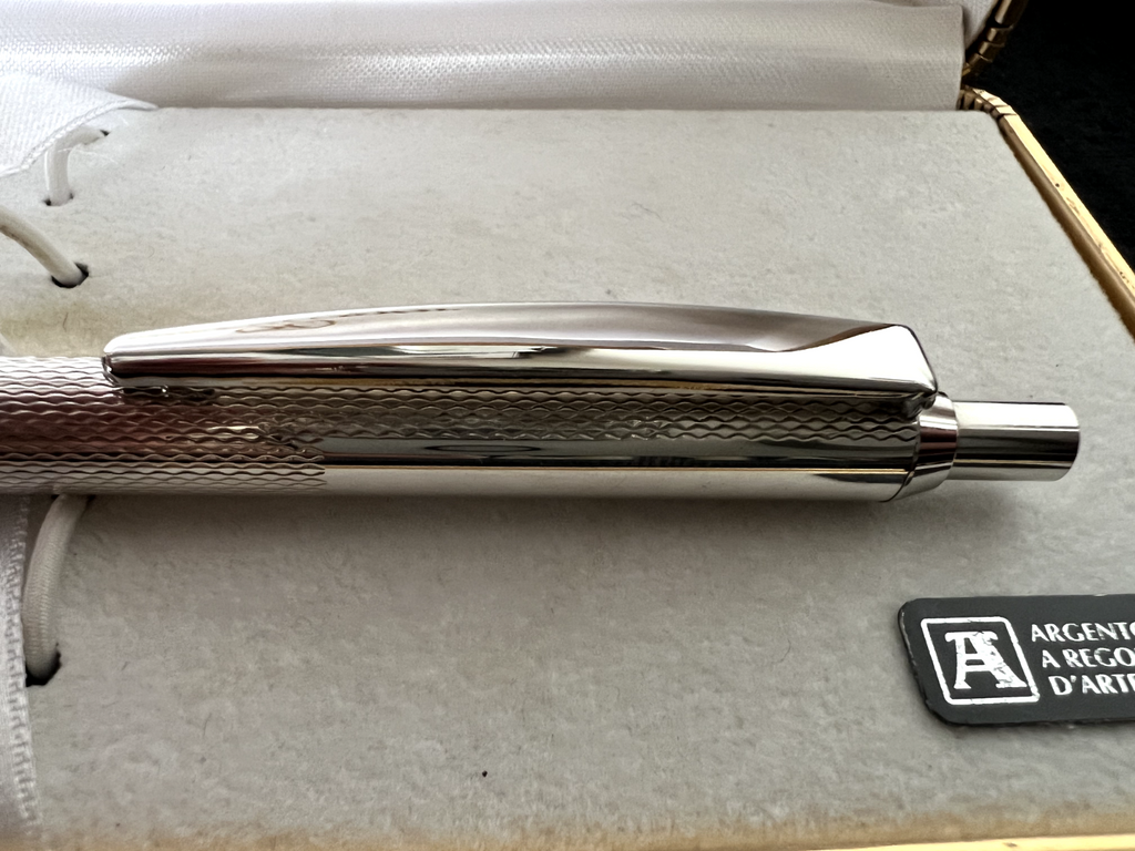 Settelaghi Stylo-Plume Sphère Argent 925 Massif Guillocchè Fenêtre Personnel 7