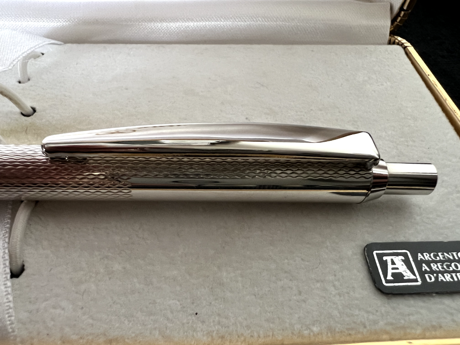 Settelaghi Stylo-Plume Sphère Argent 925 Massif Guillocchè Fenêtre Personnel 7