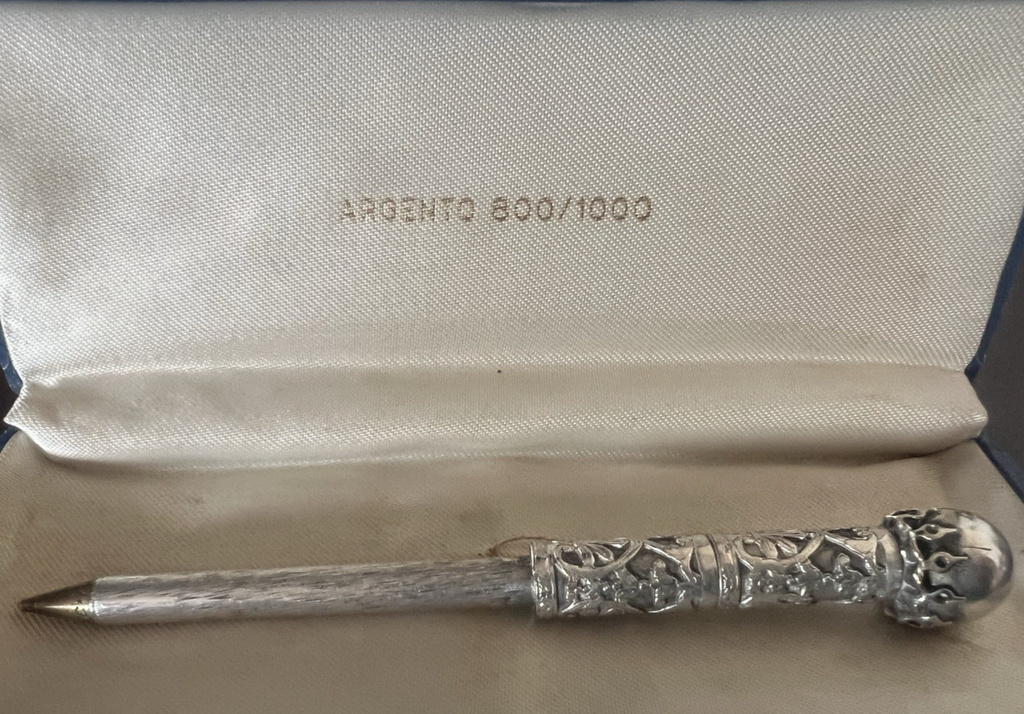 BIC Ballpoint Pen SILVER 800 Engraved Bas Relief Rare Vintage Jewelry