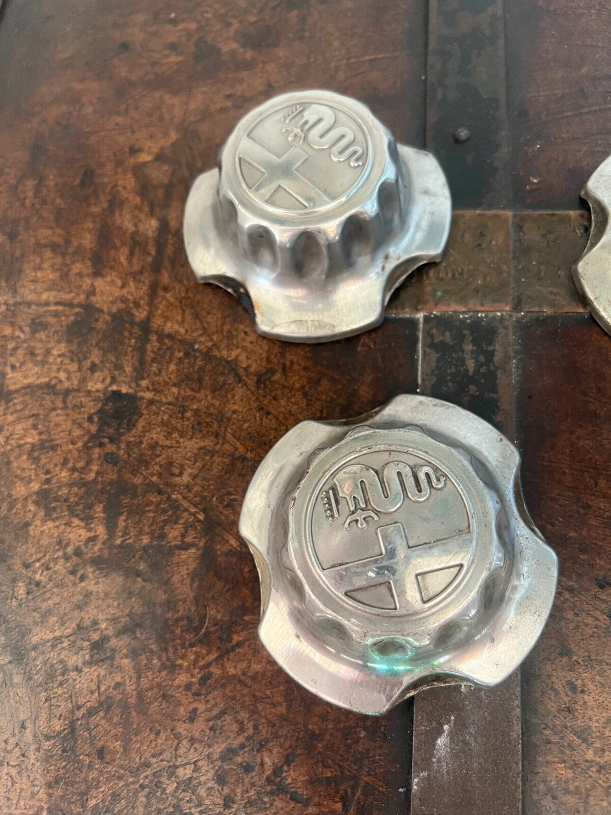 Red Alfa Sud Wheel Cup Sprnt Metal Car Original Hubcaps 4 Pieces