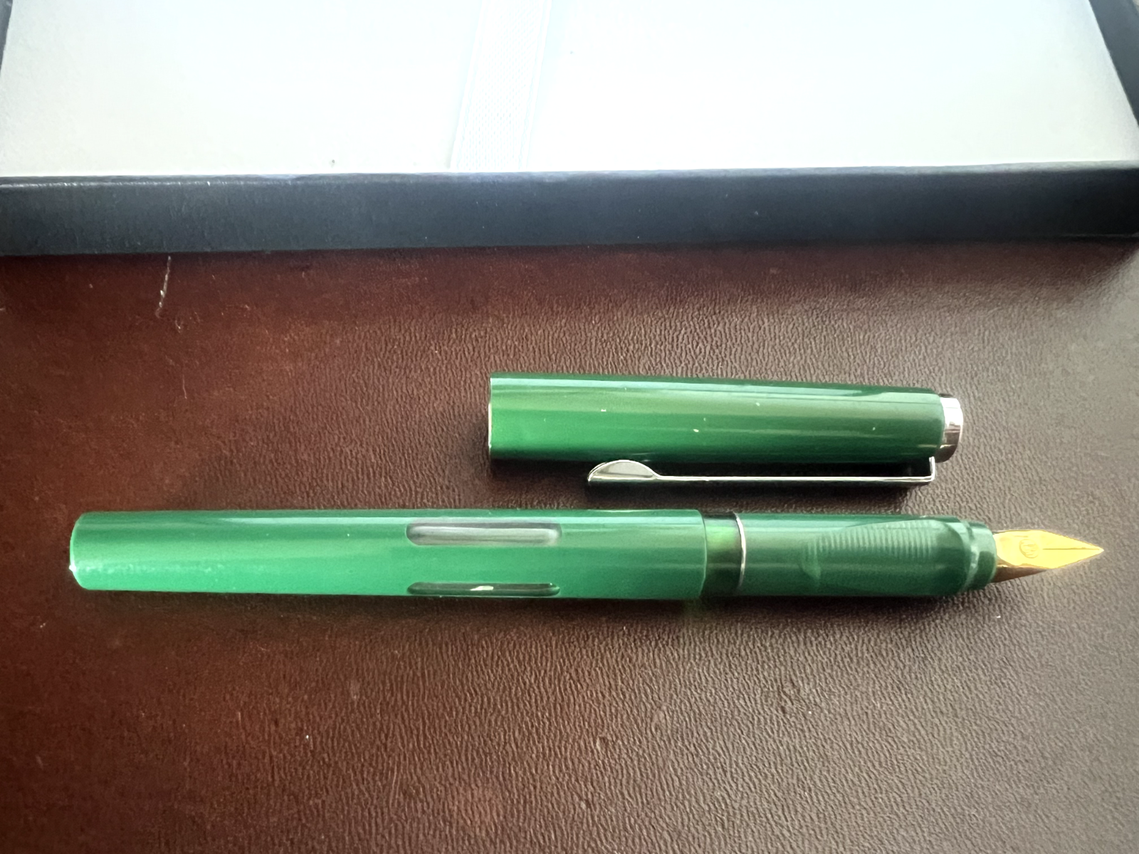 🔴 PELIKAN penna stilografica Pelikano VERDE pennino F con cartucce vintage