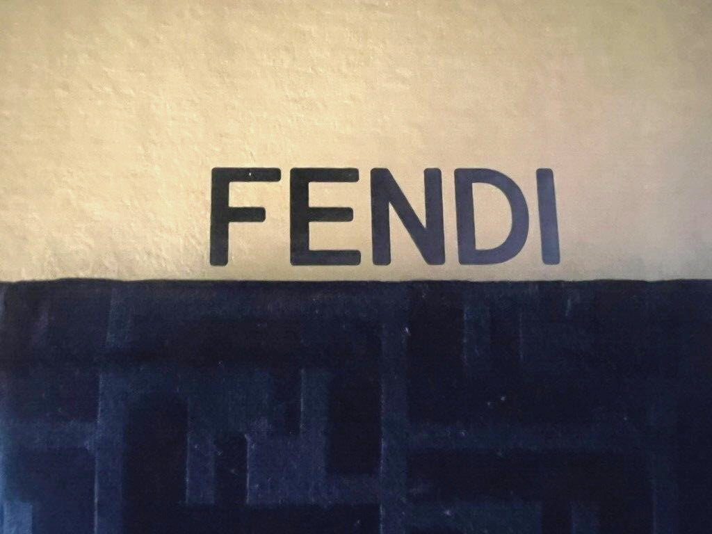 Fendi Porte-Documents Homme Femme Tissu Citrouille Noir et Cuir Original Rétro