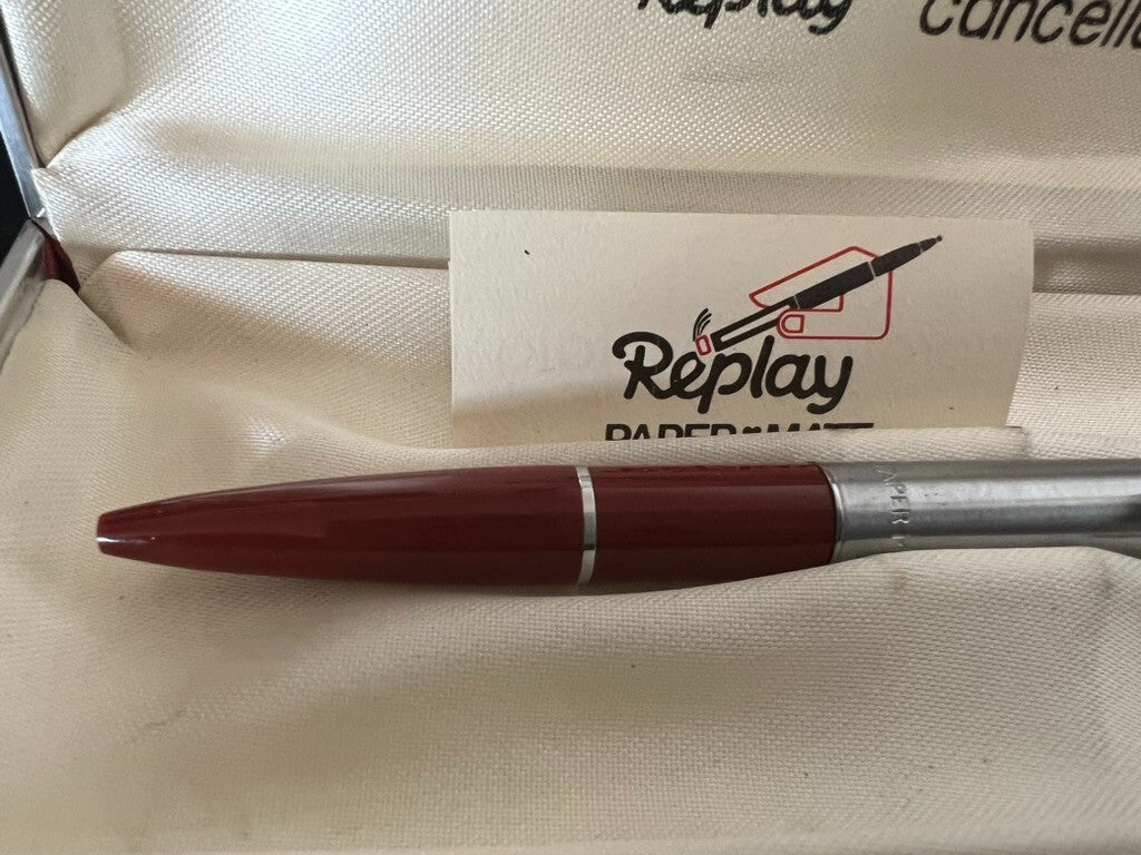 🔴 PAPERMATE Replay Kugelschreiber in Rotchrom mit Vintage-Box 