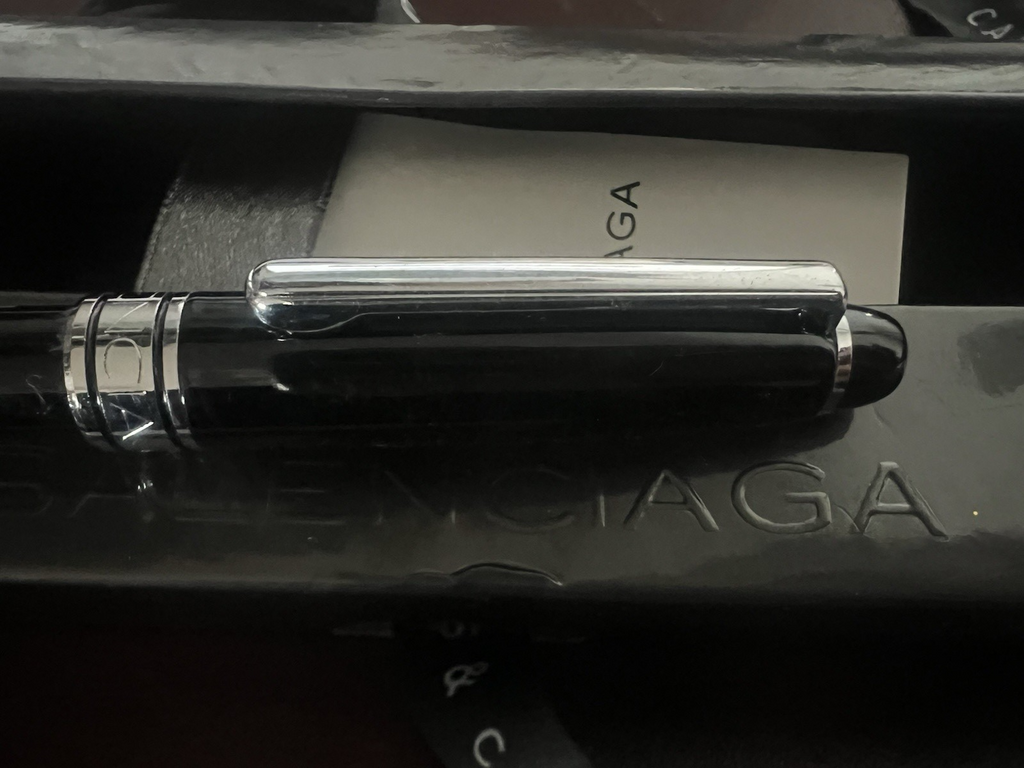 🔴 BALENCIAGA penna sfera lacca nera profili cromati H&C con scatola