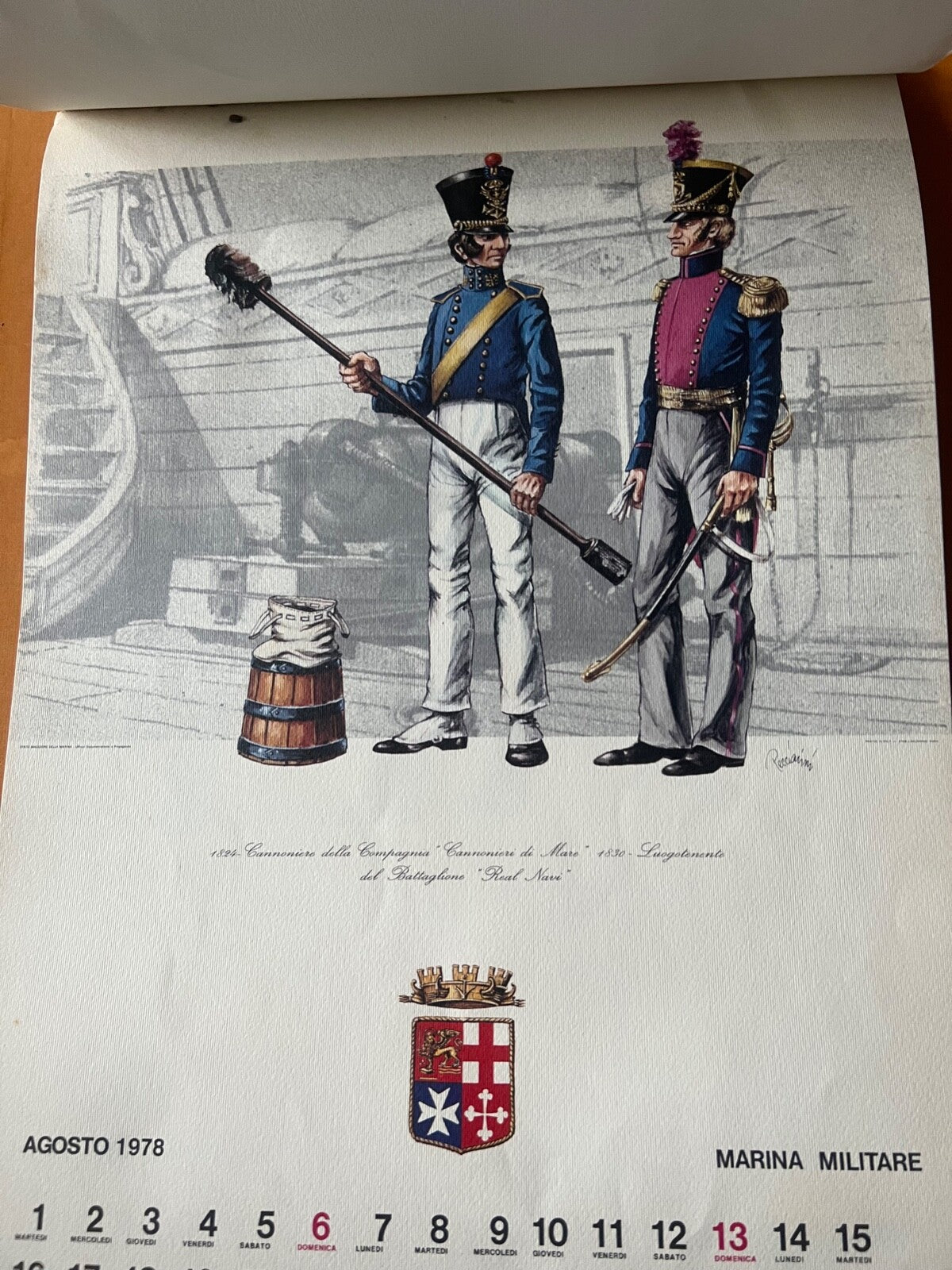 🔴 Kalenderdrucke der italienischen Marine von 1978 mit Abbildungen von Uniformen der italienischen Marine vor der Einigung 