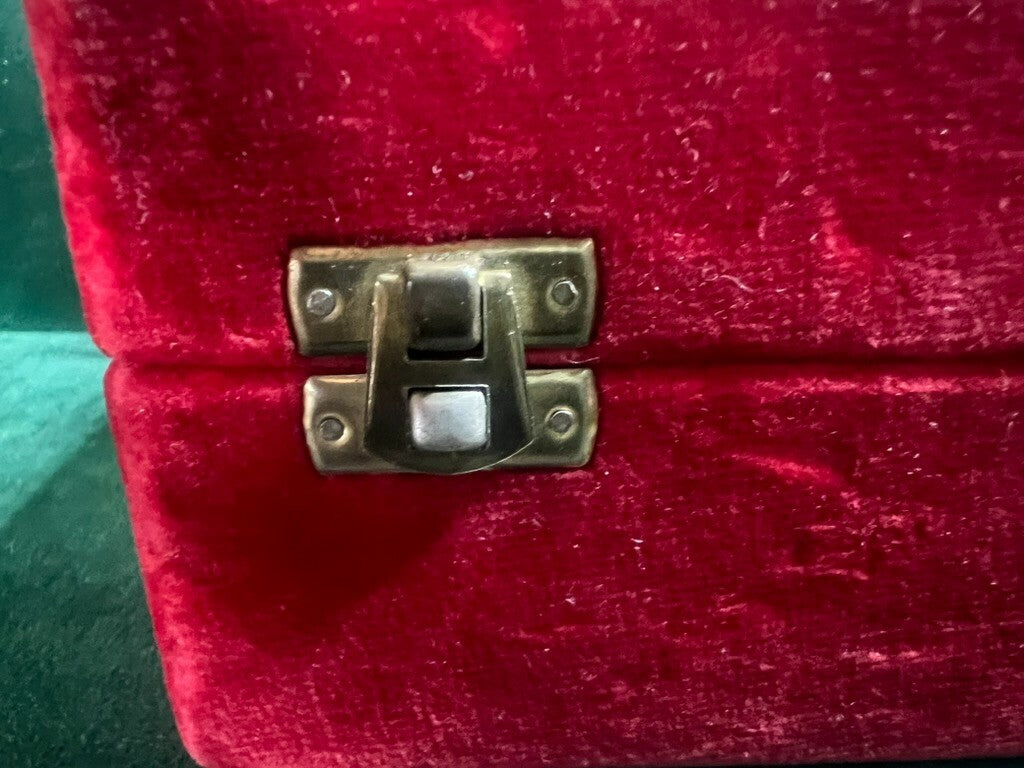 🔴 FURST scatola gioiello custodia astuccio VELLUTO rosso interno seta moirè