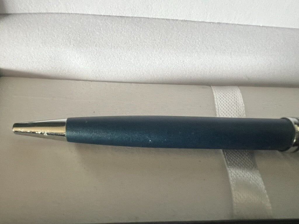 🔴 OSAMA penna sfera lacca blu cromata meccanismo a rotazione scrive
