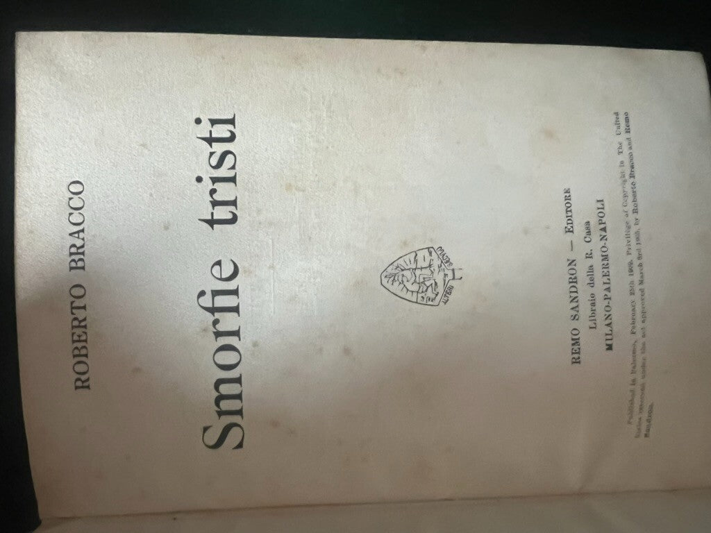 🔴 Libro SMORFIE TRISTI Roberto Bracco Editore Remo Sandron