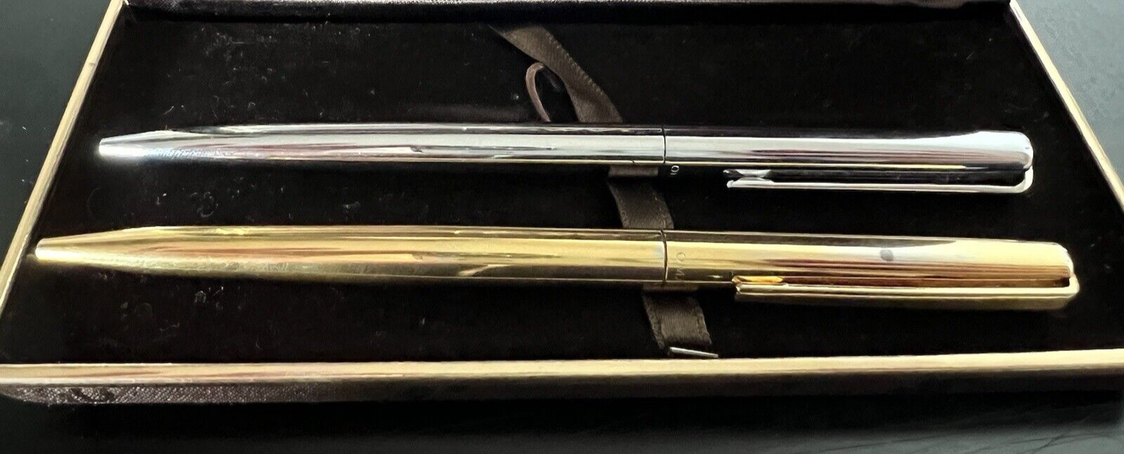 Omas Pen Sphere Chrome + Pen Gold Metal Scrivono Italian Vintage
