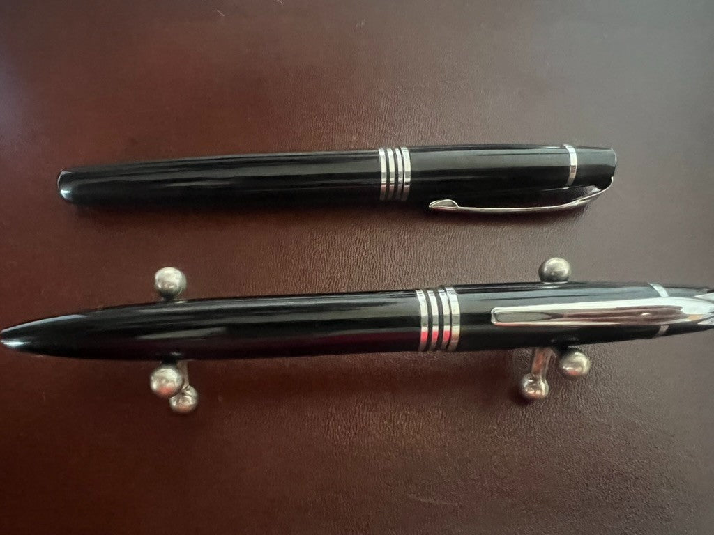 🔴 Penna sfera e sfera penna refill roller nera profili cromati con astuccio