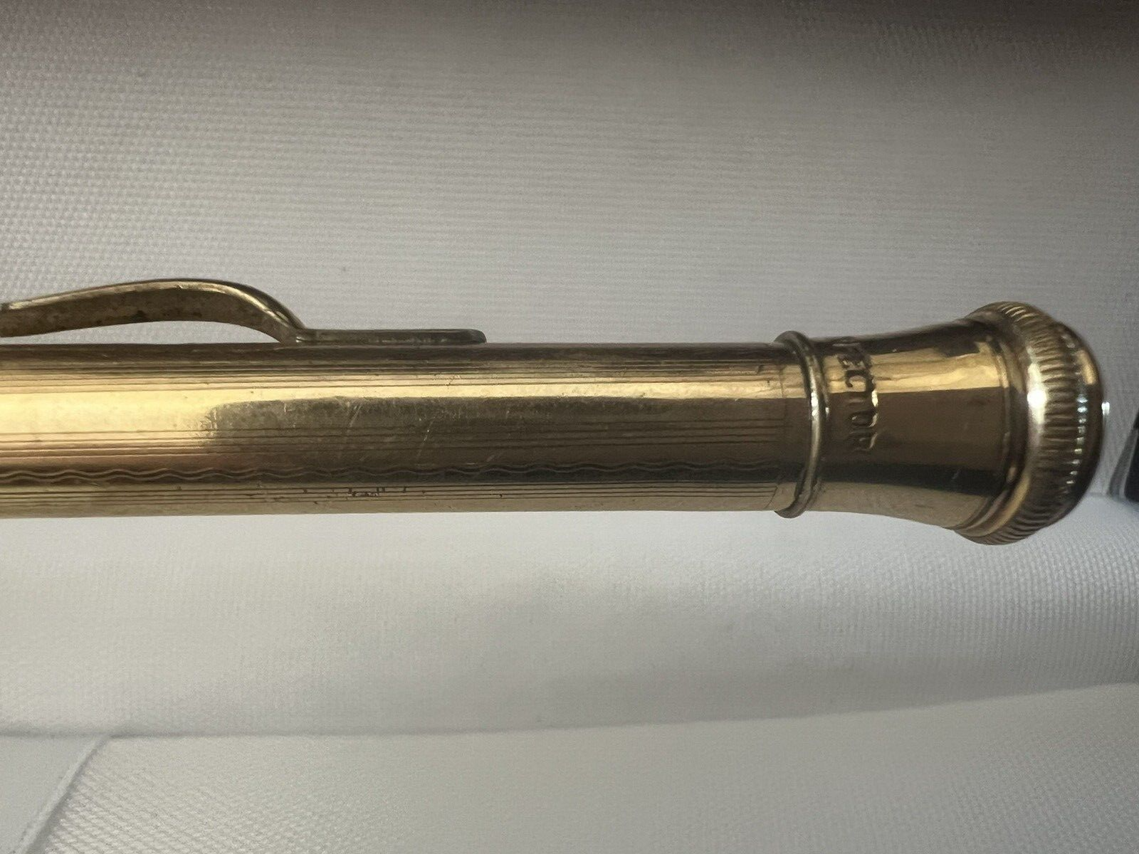 🔴 PERFECTOR matita meccanica cesellata LAMINATO ORO guillochè vintage