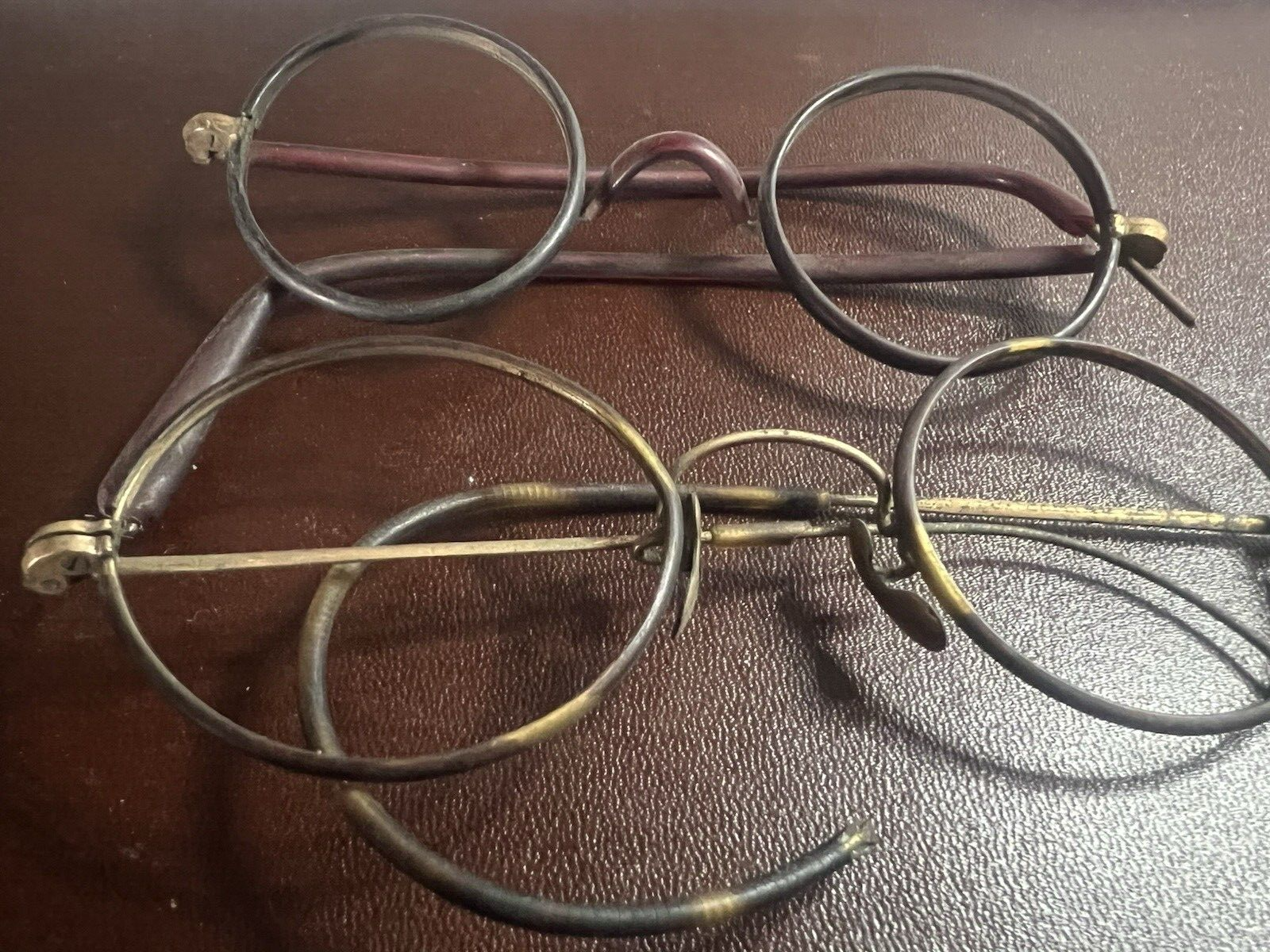 🔴 Montature OCCHIALI ANTICHI metallo e bachelite leggeri Charlie Chaplin 1800