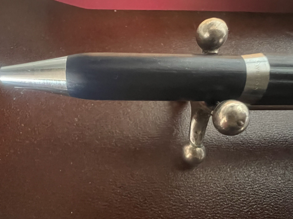 Stylo À Bille Nordique À Bouton Poussoir Bleu Chromé Écrit Vintage