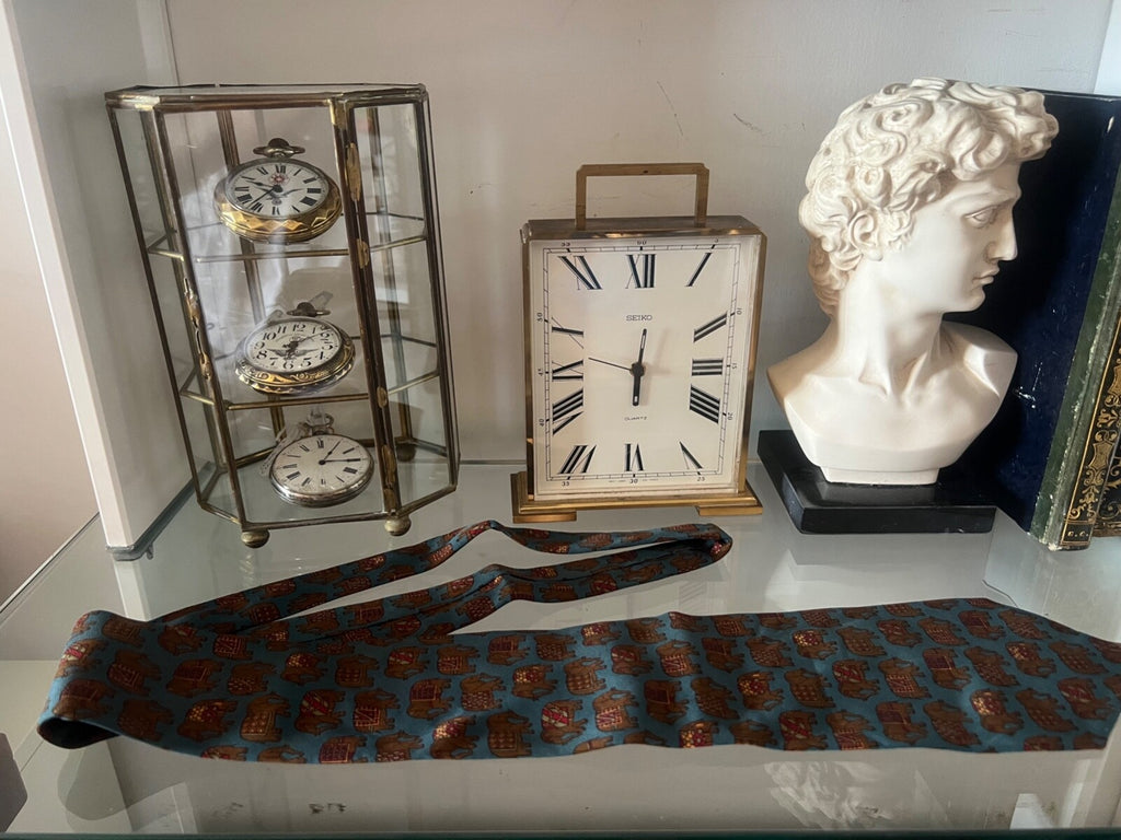 FENDI Cravate Homme Blue Silk Avec Éléphants Classique Italienne Umschlag 
