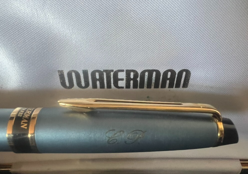 🔴 WATERMAN penna stilografica Emisphere lacca azzurra pennino M e cartucce CP