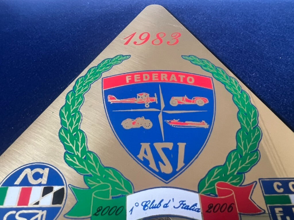Sia Auto Moto Car Club Napoli Federato Platte Plakette Metall Zapfen 1983 Blau 
