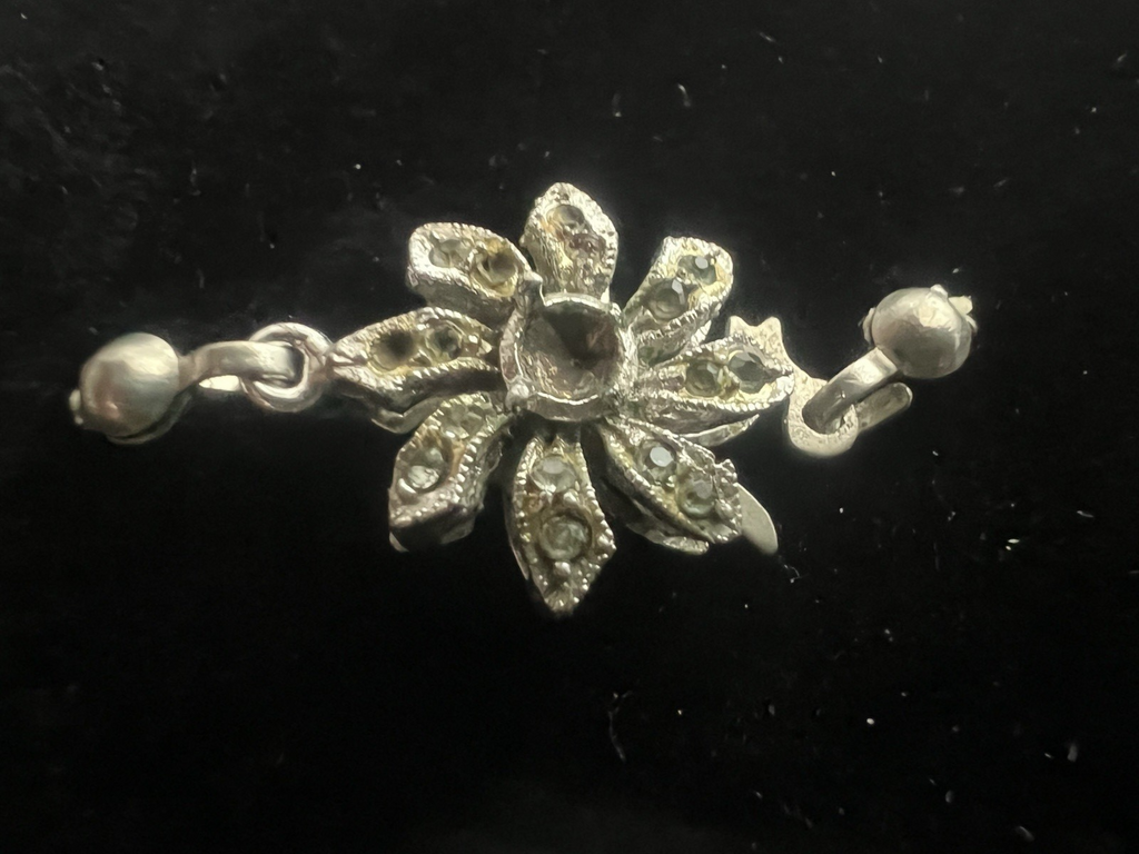 Silber 800 Verschluß Halskette Haken 1 Draht mit Steinen Vintage