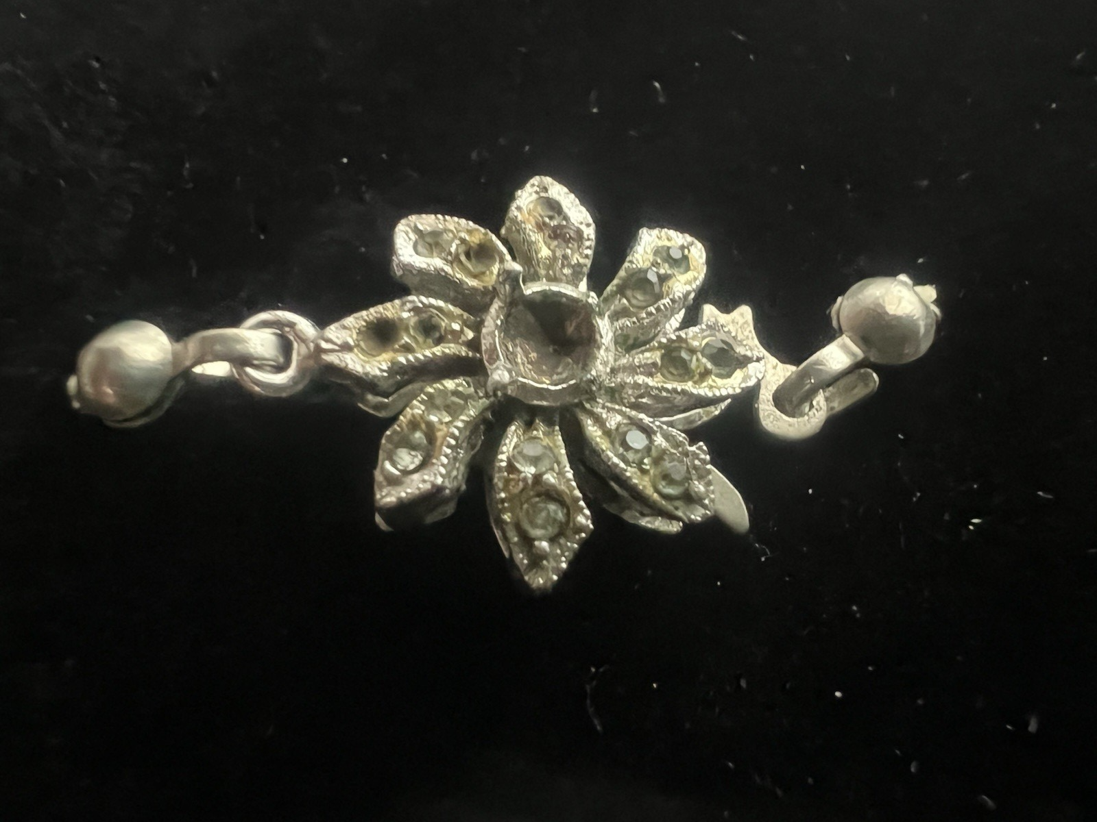 Silber 800 Verschluß Halskette Haken 1 Draht mit Steinen Vintage