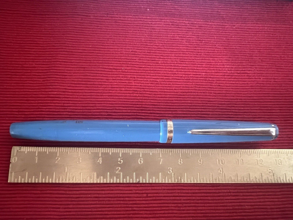 🔴 ORIGINAL BOHLER penna stilografica azzurra a pistone SCRIVE vintage 1950