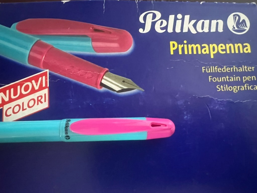 🔴 PELIKAN Primapenna Füllfederhalter, blau-rosa, unbenutzt, Größe M, Vintage 