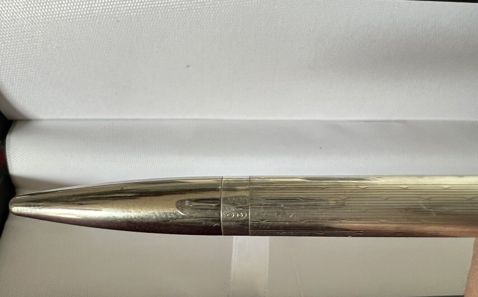 Stylo-Plume Sphère Argent Massif 925 Rayures Bassorilevo Bouton Vintage 11