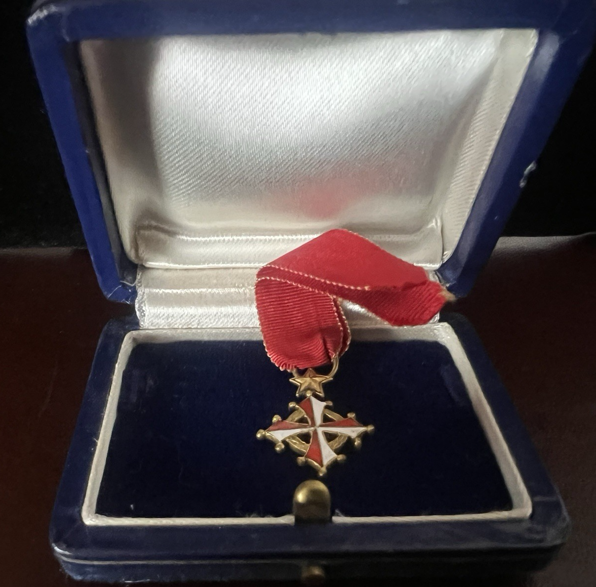 🔴 Croce Patente Decorazione al Merito e Stella dorata Nastro rosso vintage