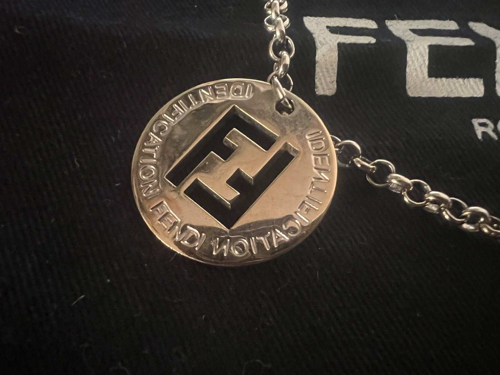 FENDI Identification Bracelet Charm Monogram Heart 