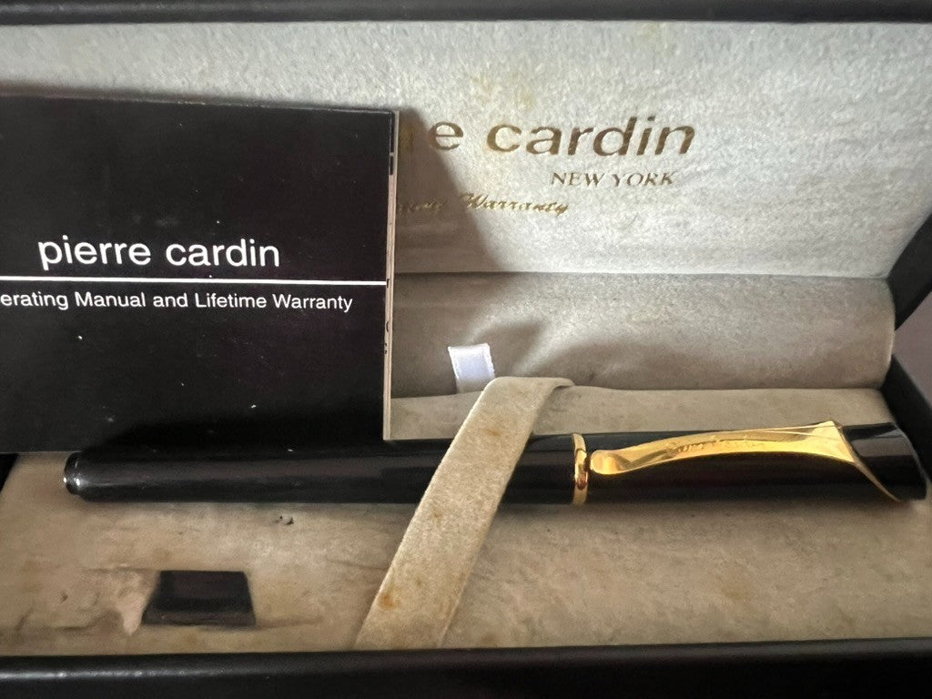 🔴 PIERRE CARDIN penna stilografica nera pennino laminato oro M con astuccio