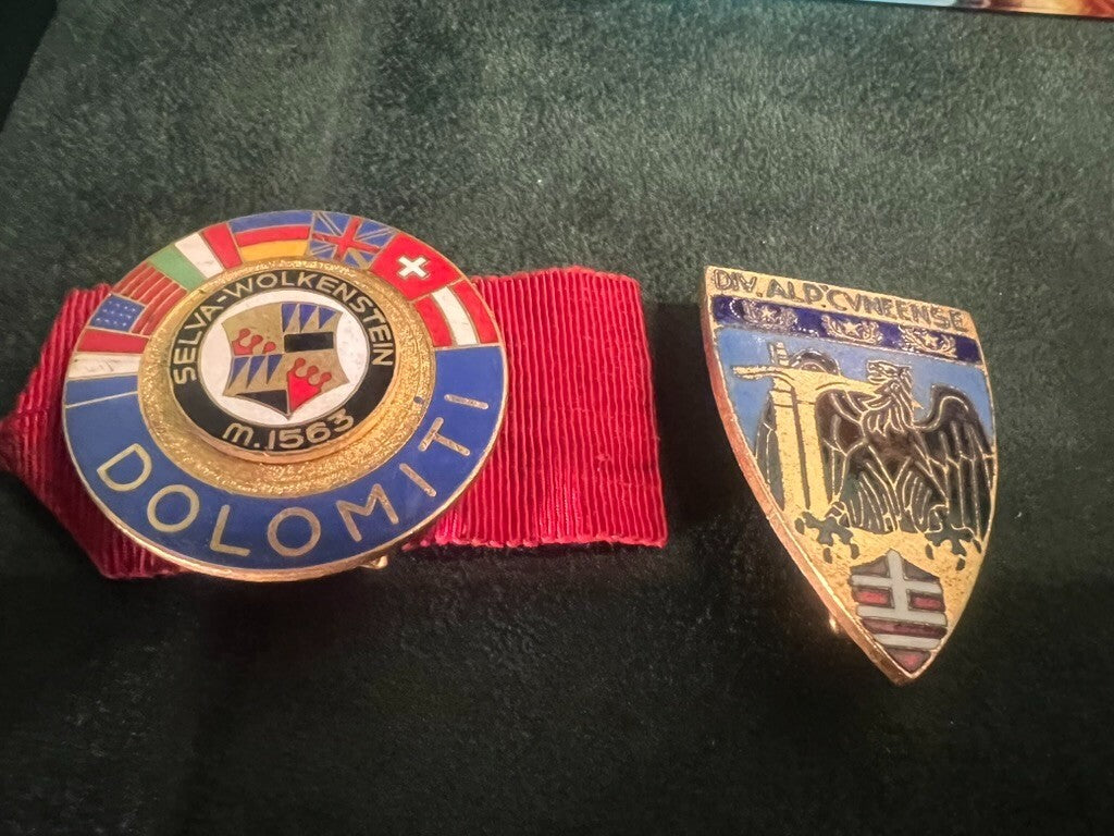 🔴 Medaglie SCI SPORTIVE DOLOMITI coccarde al merito metallo vintage LOTTO