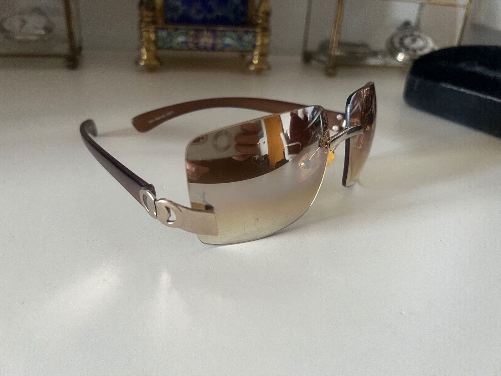 Leo Martini Lunettes Soleil Femme Lentilles Gradient Marron Avec Rayures, Cru