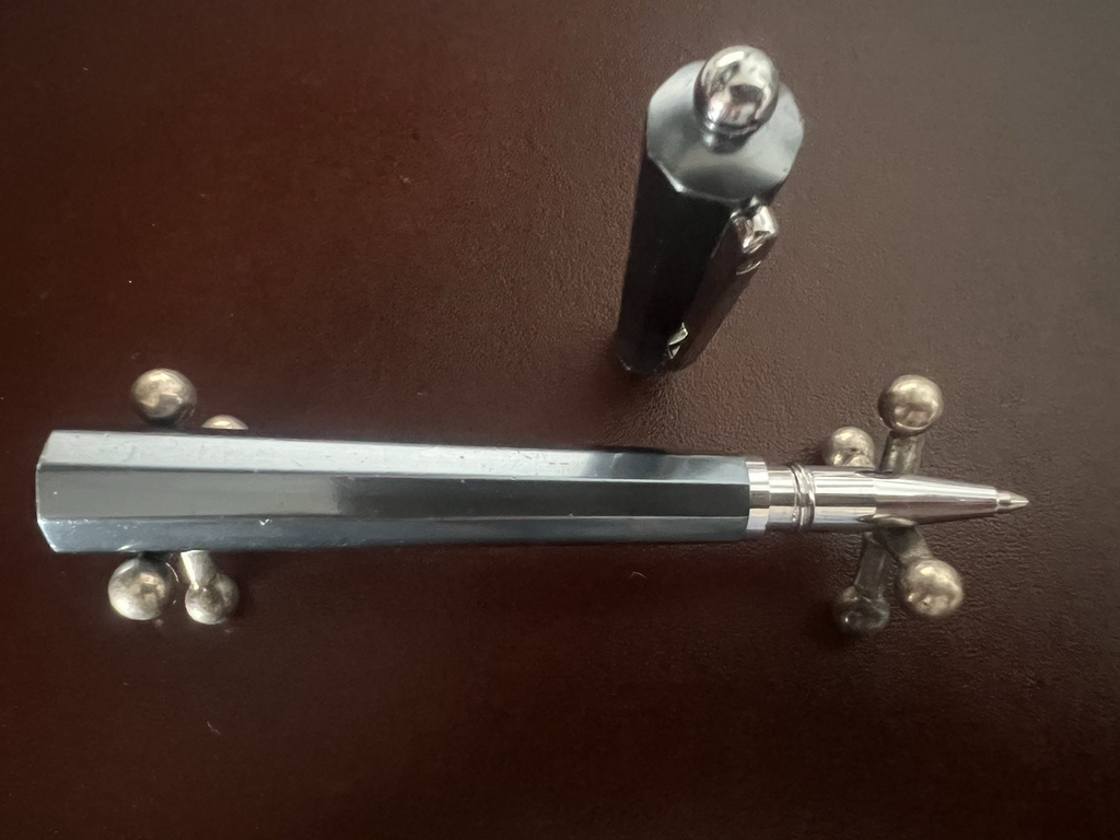Giuliano Mazzuoli Moka Metal Ballpoint Pen Iridescent Gray Model 1