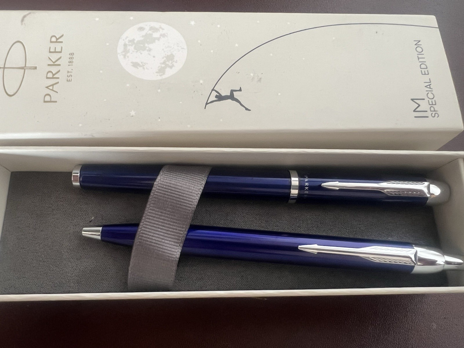 🔴 PARKER IM fountain pen and ballpoint pen COBALT BLUE write with case 