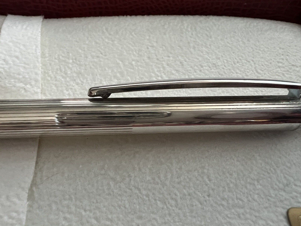🔴 SETTELAGHI penna sfera ARGENTO 925 MASSICCIO righe con certificato garanzia 2
