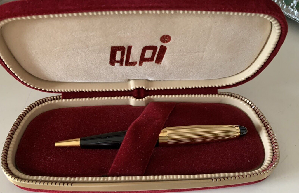 🔴 Penna a sfera ALPI dorata con astuccio vintage