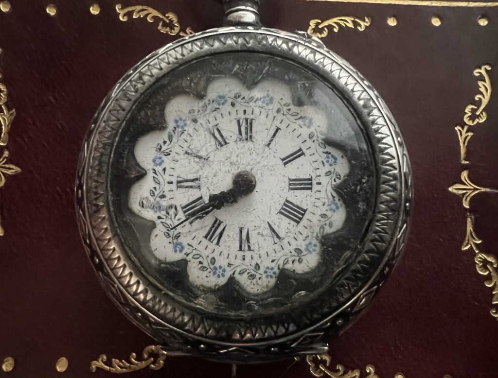 🔴 Orologio tasca ARGENTO 800 donna da revisionare parti vintage WENGIA 8