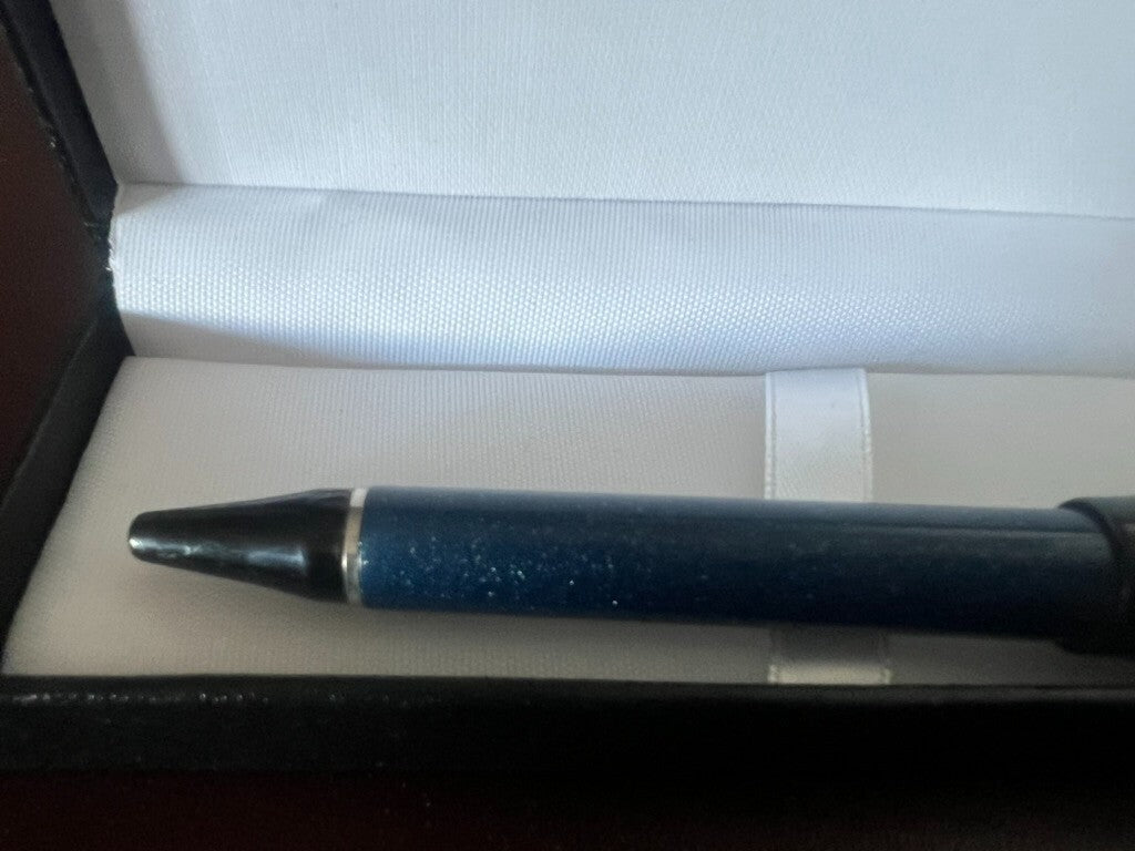 🔴 AURORA penna sfera Idea blu con brillantini multicolore scrive vintage