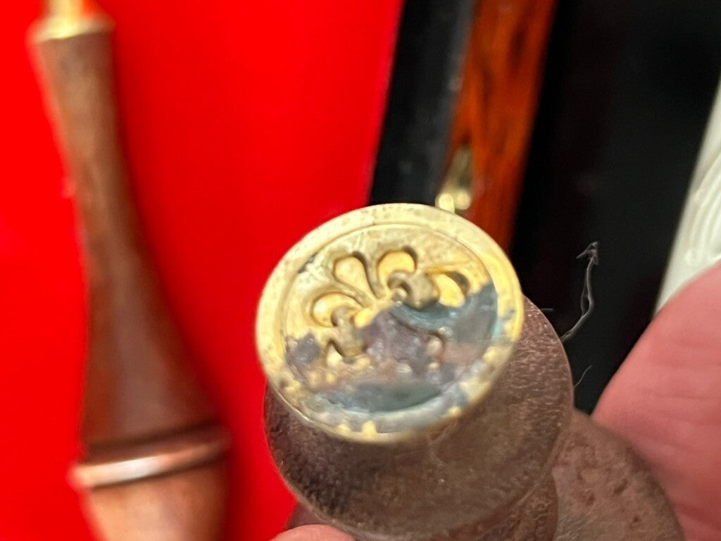 🔴 SIGILLI timbri ceralacca con colino di ottone manici isolanti legno completo