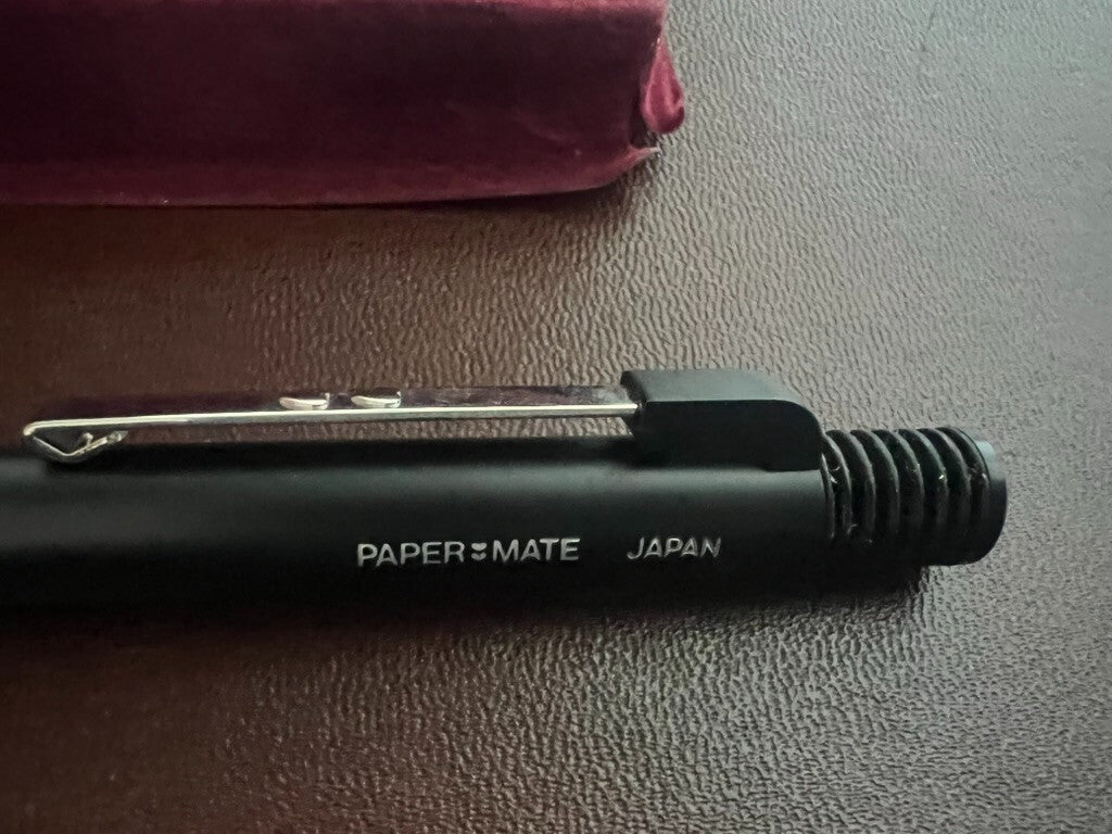 🔴 PAPERMATE penna sfera 90° DYNAGRIP nera Giappone con astuccio vintage