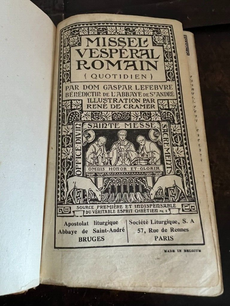 Book Missel Vesperal Romain Leather Flower With Case Lefebure Vintage 1947
