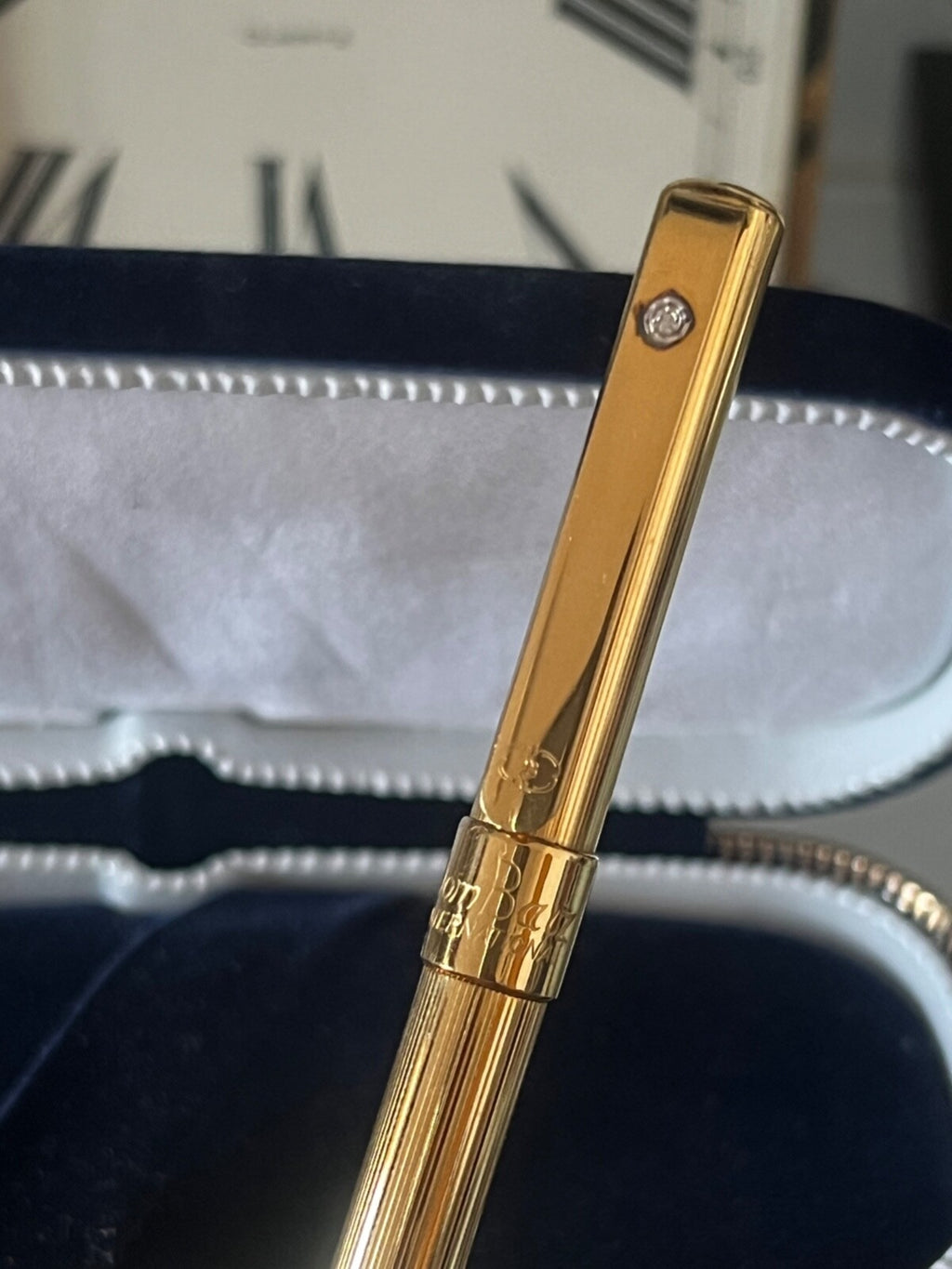 🔴 DOM BAIZ penna sfera placcata oro scrive perfettamente con diamante piccolo