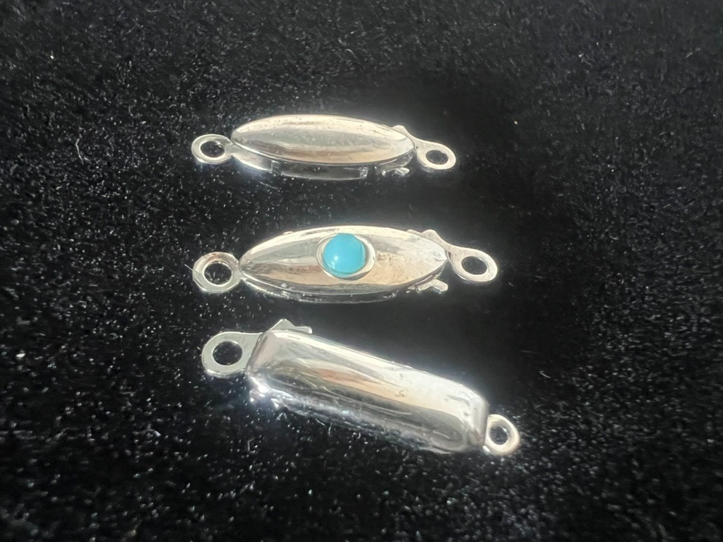 🔴 ARGENTO 800 chiusure collana gancio 1 filo con pietre vintage 3 PEZZI